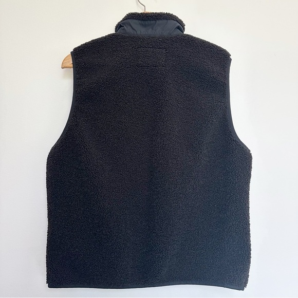 Abercrombie & Fitch Men’s Sherpa Vest Faux Fur Fleece Black XL Pockets Zip Up - Picture 2 of 9